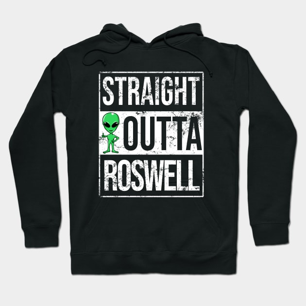 Straight Outta Roswell NM Funny Alien UFO Hoodie by Delta V Art